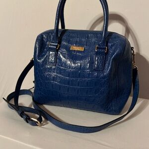 Kate Spade Rialto Place  Alessa Croc-Embossed Leather Satchel in Blue